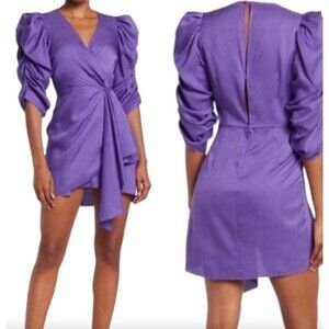 Ronny Kobo Amara Silk Mini Dress Purple Womens Size XS